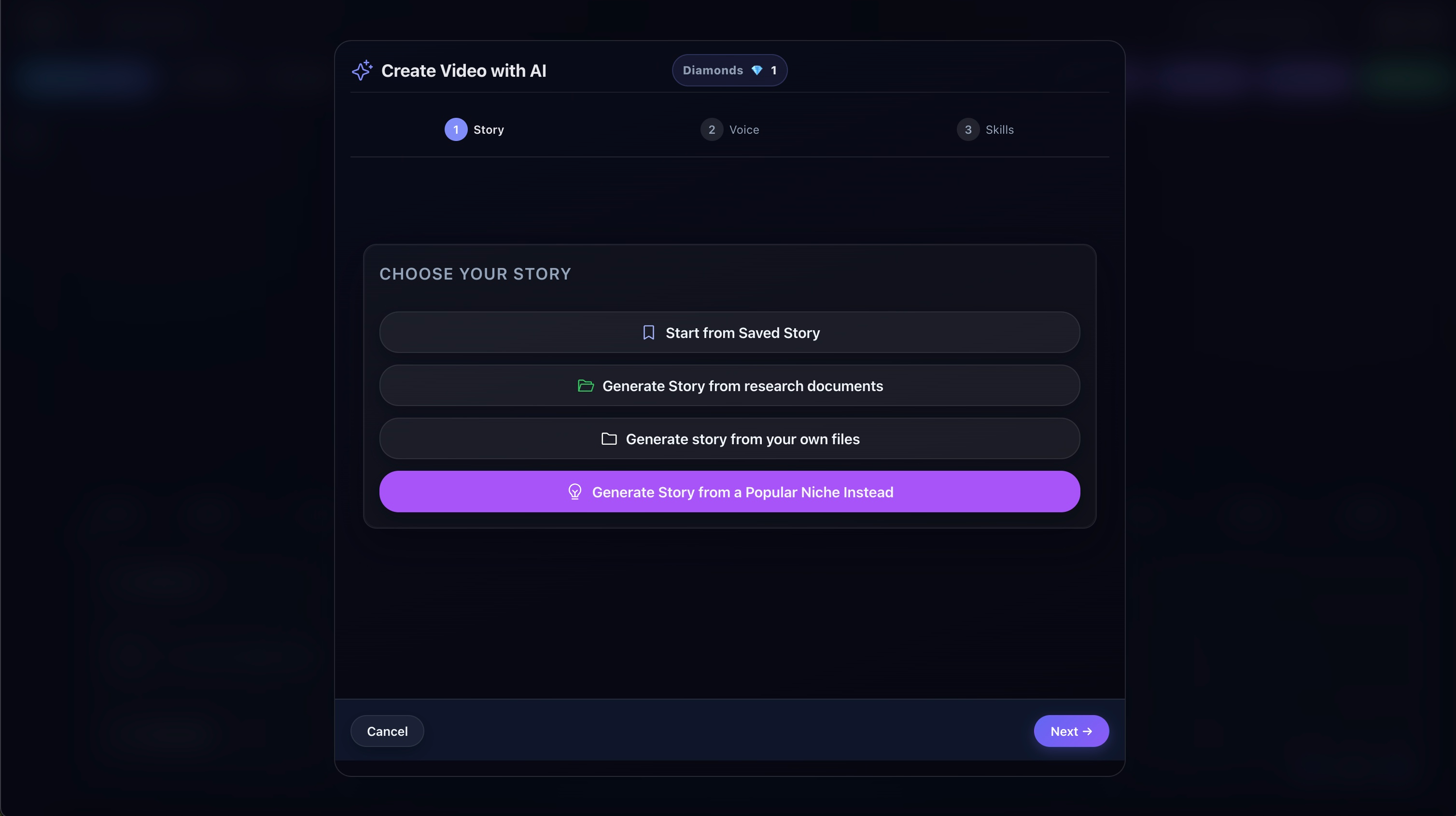 Screenshot: Create with AI