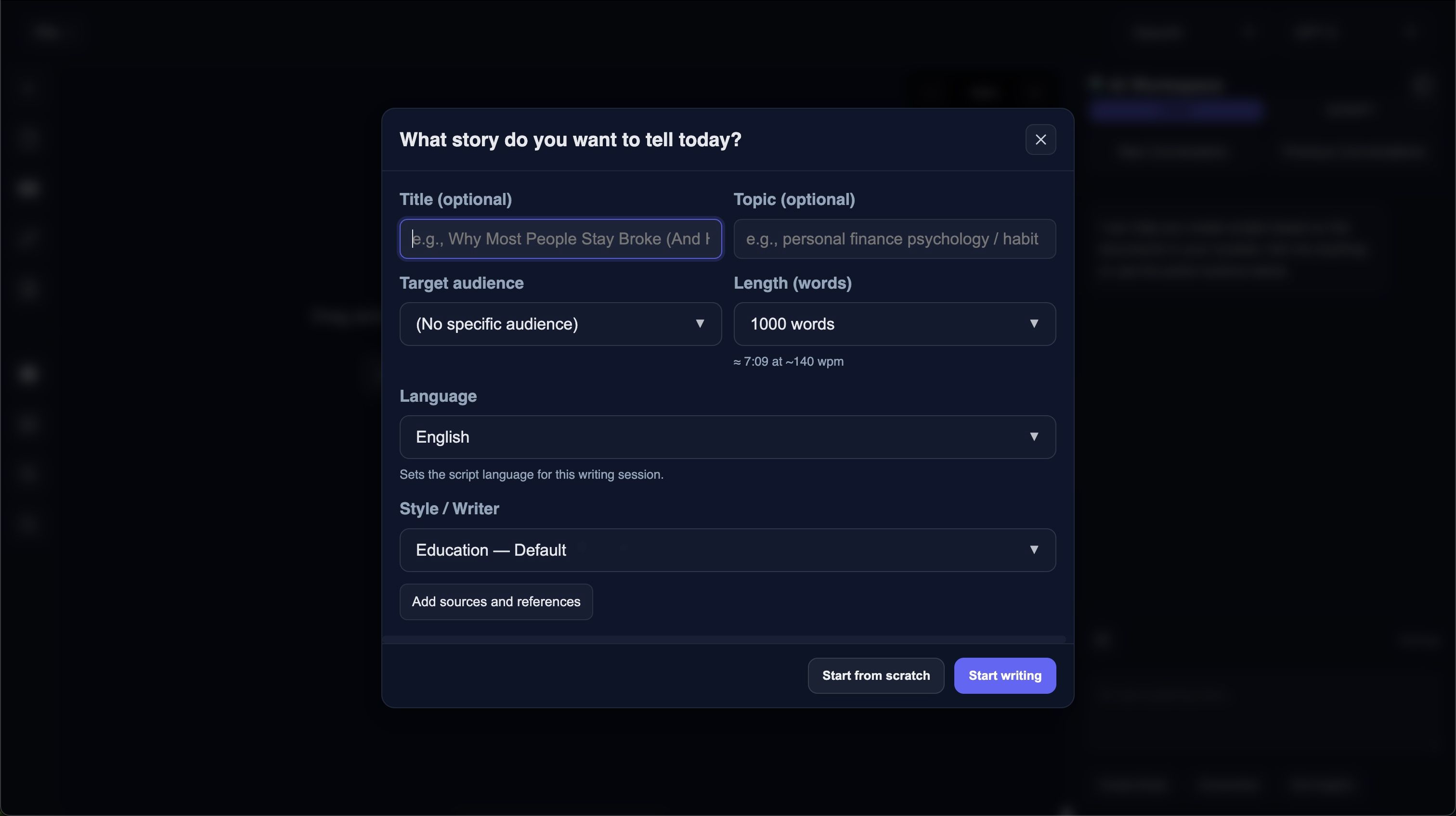 Screenshot: Script Shufflr