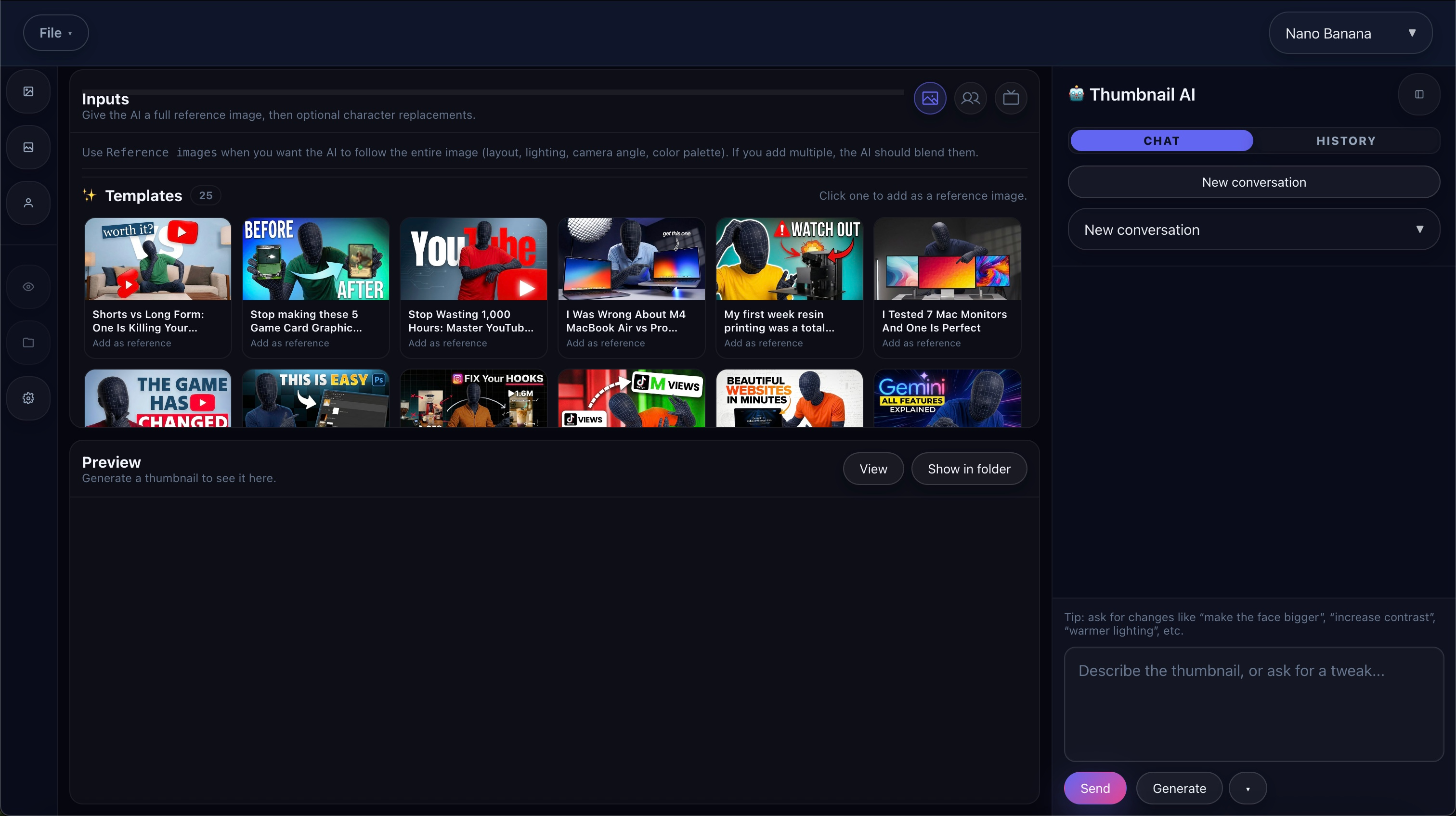 Screenshot: Thumbnail Creator Interface